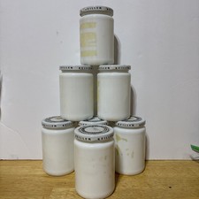 Lot Of 7 Vintage James Keiller & Son Dundee Marmalade Milk glass Jar Lidded  picture