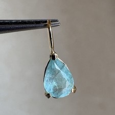 Natural Paraiba Tourmaline K18 Gold Pear Cut Pendant Top 0.35ct Ice Blue Green picture