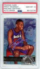 Tracy McGrady 1997-98 Skybox Metal Autograph Rookie Card #42 PSA/DNA 10 (Purple) picture
