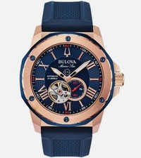 Bulova Marine Star Blue Dial Automatic Men's Watch 98A227 picture