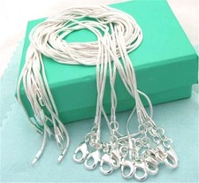 10PCS wholesale 925 sterling solid silver 1MM 16-30inch snake chain necklace picture