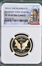 2016 S Sacagawea $1 NGC PF70 Ultra Cameo Wartime Code Talkers Bx3 picture