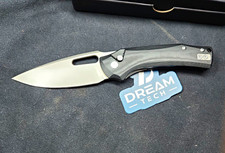 Dream Tech D2 Button Lock Pocketknife Plain Drop Point SS Gray Blade Black picture
