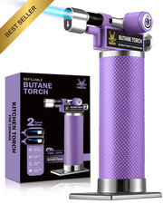 RAVS Dual Flame Mode Refillable Butane Torch Lighter for Kitchen Cooking Purple picture