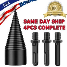 New 4PC Speed Twist Firewood Drill Bit Wood Splitter Screw Splitting Cone Driver picture