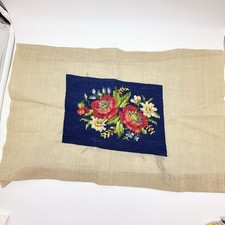 Vintage Handmade Floral Needlepoint Tapestry Panel picture