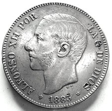 SPAIN (Spain Alfonso XII) 5 Pesetas 1883 picture