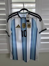 Adidas Argentina Lionel Messi #10 FIFA 2022 Soccer Jersey Men’s M White/Blue picture