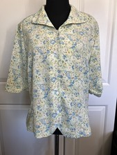 90s Villager Liz Claiborne Womens  Floral Button Up Blouse Boho Garden Preppy XL picture