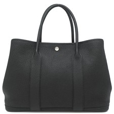 Hermes Garden Party 36 PM Black Canvas Tote Bag □O Stamp Restored Color Touch Up picture