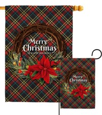 Poinsettia Wreath Garden Flag Winter Christmas Decorative Gift Yard House Banner picture