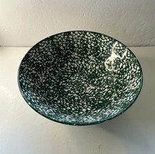 VTG Roma Inc Italy Green White Spongeware Glossy Large Pasta Bowl picture
