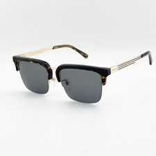 Gucci GG1226S Semi Rimless Sunglasses Havana Gold Gray Lens Men 53-20-145 picture