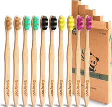 Bamboo Toothbrushes 10 Pack, Medium Soft Bristles BPA Free Biodegradable Bulk Wo picture