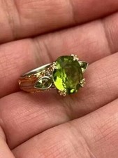 Antique 3CT Oval Cut Peridot Women's Engagement Ring 14K White Yellow Gold Over picture
