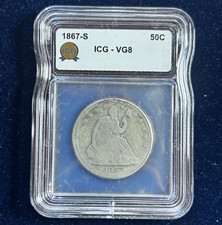 1867-S Seated Liberty Half Dollar 50C, ICG VG8 picture