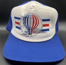 Vintage 1983 Air and Space Bicentennial Trucker Hat Mesh Snapback Balloon Rocket picture