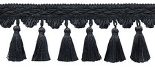 Scalloped Tassel Fringe Trim, Color# VNT30 - Charcoal Black [Sold By The Yard] picture