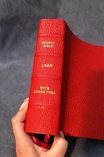 Red 1560 geneva bible leather With Apocrypha And Reformer Notes Deuterocanonical picture