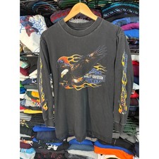 Vintage 1999 Harley Davidson Racine Wisconsin Eagle Flame Long Sleeve Shirt M picture