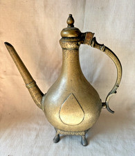 ANTIQUE MUGHAL BRASS ENGRAVED CHASED LARGE EWER picture
