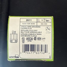 NEW Leviton 2611 2 Pole 3 Wire Grounding Locking Plug 30A 125V L5-30P Black picture