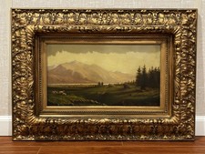 Incredible Antique Signed Hudson River Style Landscape With Ornate Period Frame picture