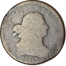 1807 1/2C Struck on O/C Dated Planchet Draped Bust Half Cent AG K19280 picture