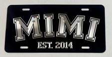 Custom Mimi Est Date Car Tag Diamond Etched Aluminum Metal License Plate Gift picture