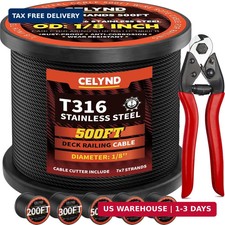 Black Stainless Steel Cable for Railing - 500FT 1/8