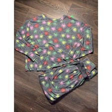 Victoria’s Secret PINK Christmas Lights Pajama Set Women’s Large Holiday PJs picture