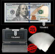 100Pcs Clear Currency Sleeves Holders Storage Case Dollar Bill Money Protector picture