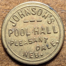 Pleasant Dale, Nebraska NE Johnson's Pool Hall Good For 5¢ Trade Token picture