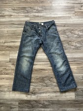 H&M Bragg in Dark Blue 4 Button Fly Fitted Waist Straight Leg Jeans 32 X 30 picture