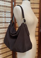 Vintage Leather Suede Slouchy Hobo Bag Brown Purse  picture