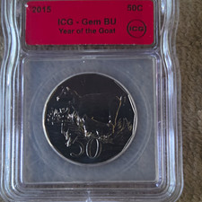 2015 Australia 50 Cents Year of the Goat ICG Gem BU Copper-Nickel KM646 picture