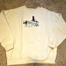 C&B Sport by Croft & Barrow Men's L White Fleece Crewneck Eagle Sweatshirt picture