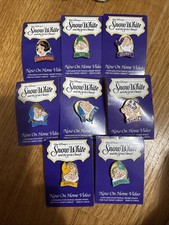 8 Vintage 1994 Walt Disney Store Snow White & the Seven Dwarfs Lapel Pins picture