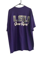 LSU Tigers Gildan Short Sleeve Shirt Men's Purple Plaid Logo 2XL NWT picture