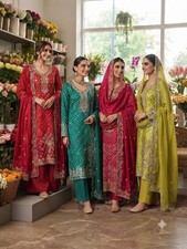 Designer Pakistani Salwar Kameez Muslin Ready To Wear Designer Party Wear Suit picture