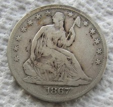 1867-S Seated Liberty Half Dollar Rare Date San Francisco S Mint Mid Grade picture