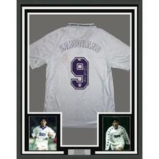 Framed Autographed/Signed Ivan Zamorano 35x39 Real Madrid Jersey JSA COA picture
