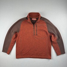 Simms Rivershed Sweater Men's Large Orange Brown 1/4 Zip Pullover Fleece Fishing picture