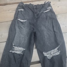 Balenciaga Men’s Black Denim Distressed Straight Jeans XL 5-Pocket Button picture