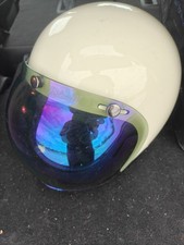 Biltwell Bonanza Open Face Motorcycle Helmet Medium White Rainbow Bubble Shield picture