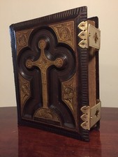 Antique Catholic Family Bible Latin Vulgate Douay Rheims Clasps Christianity picture