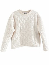 Athleta Retroplush Quilted Crewneck Sweatshirt Magnolia White - L picture