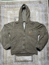 Carhartt Sherpa Lined Active Jacket Small Regular Hooded Duck Canvas Workwear picture