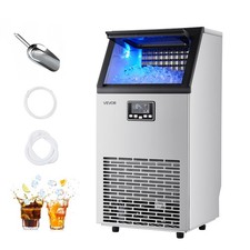 VEVOR Commercial Ice Maker 100lbs/24h Ice Machine 28Lbs Storage Bar Restaurant picture