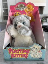 Vintage Tyco Playtime Kitties Plush Gray and White Plush Toy (1984) picture